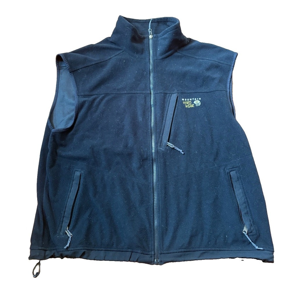 Mountain Hardwear Mens Black Softshell Fleece Full Zip Vest 2XL XXL